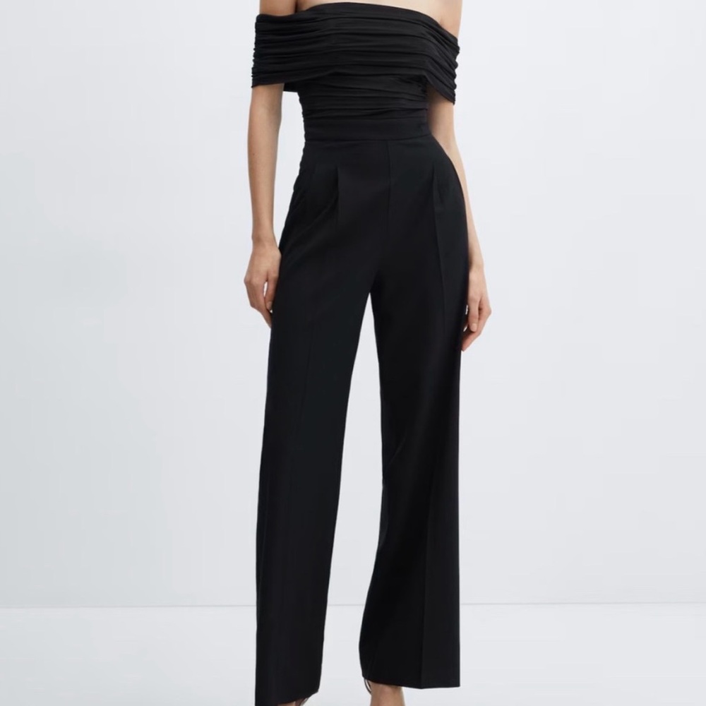 Mango LIKE NEW Off-the-shoulder jumpsuit with gathered detail